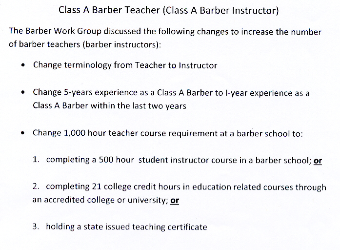 Barber Teacher Handout